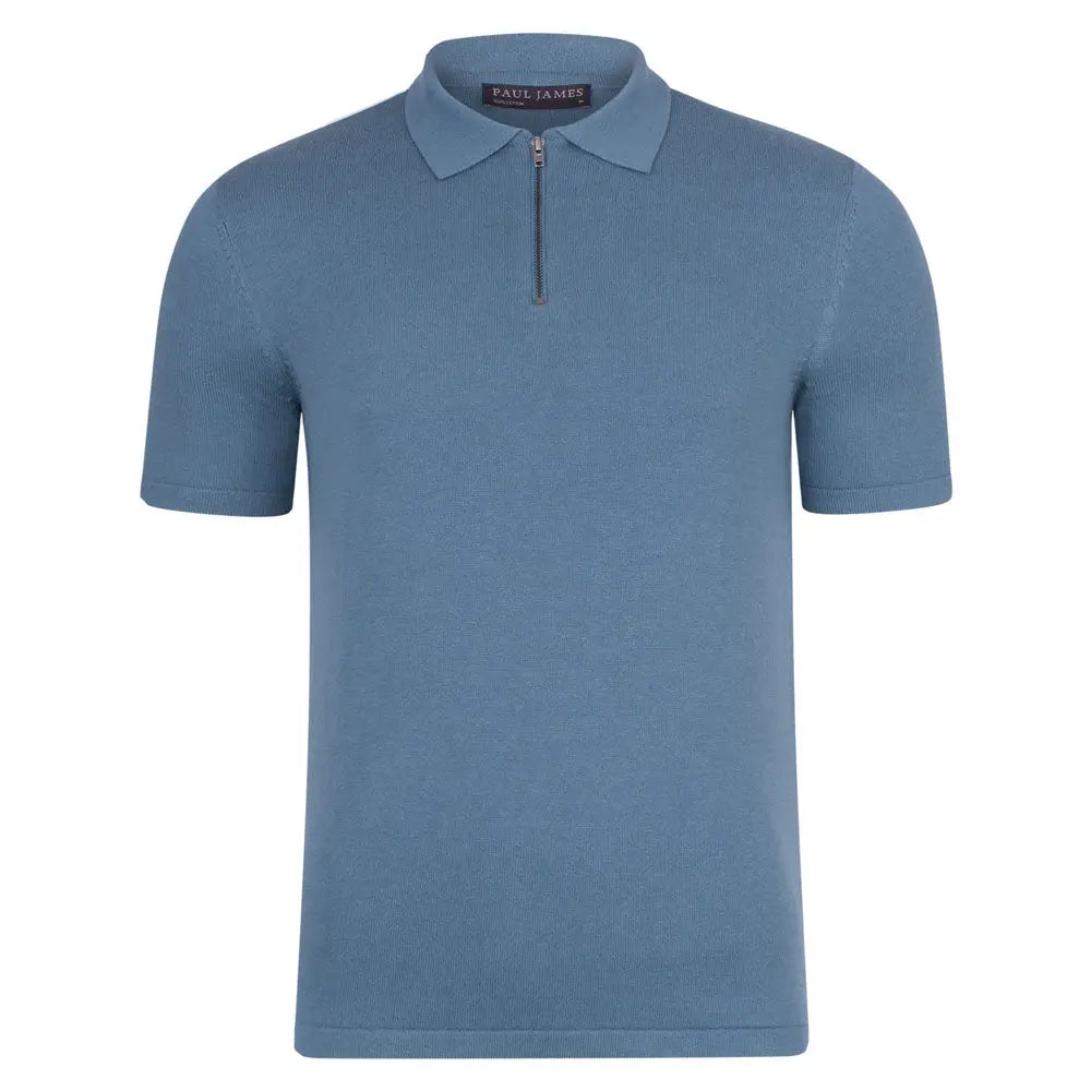 Fine Cotton Short Sleeve Zip Neck Polo