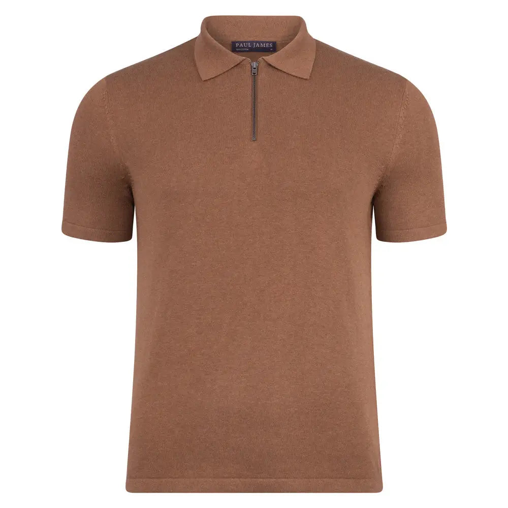 Fine Cotton Short Sleeve Zip Neck Polo